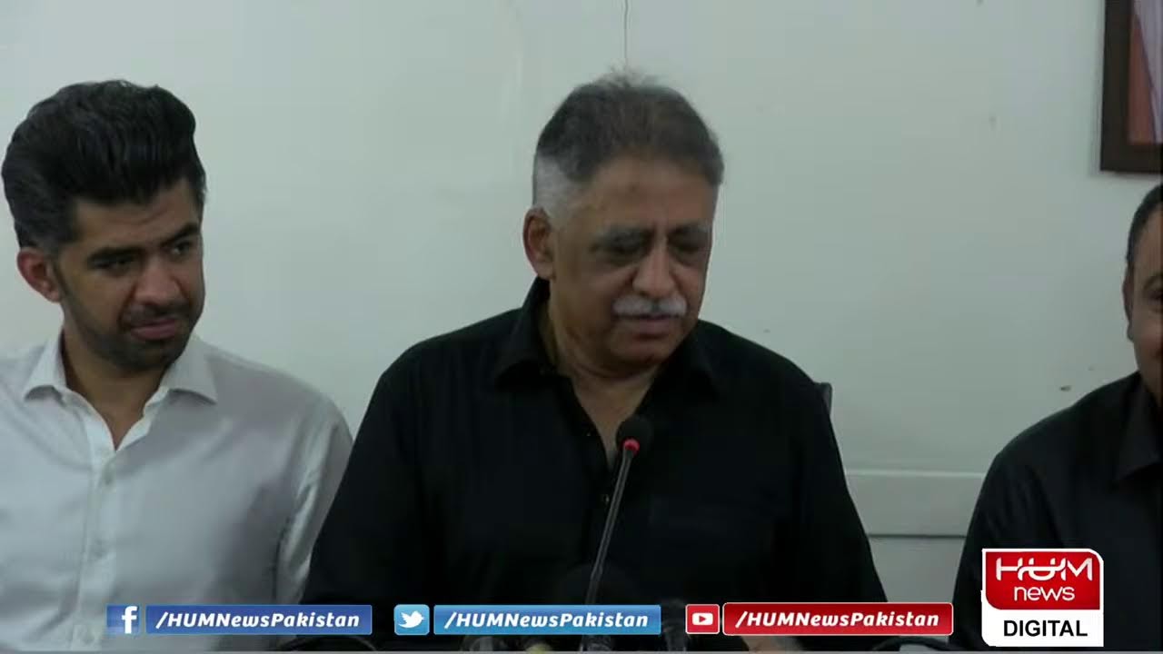 Leader PML-N Muhammad Zubair talks to media