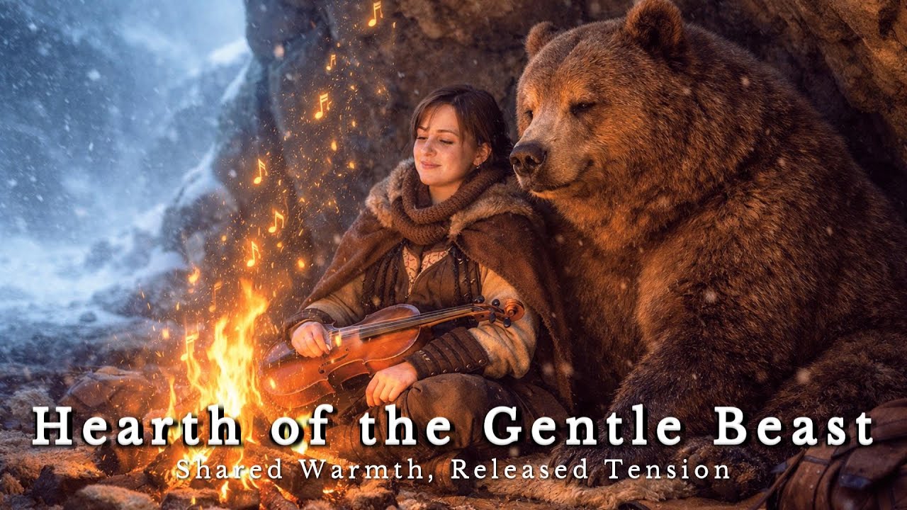 Hearth of the Gentle Beast – Winter Celtic Violin BGM That Instantly Relaxes You | Fantasy Comfort