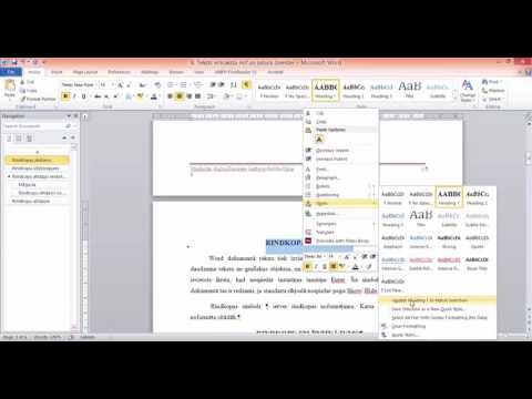 7. Automātiskais satura rādītājs un stili MS Word 2010