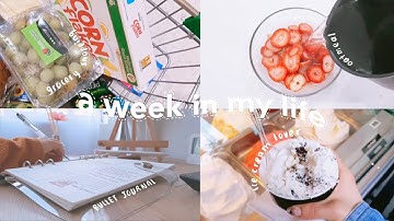 weekly vlog 🍓🛒 grocery shopping, online classes, unboxing and food
