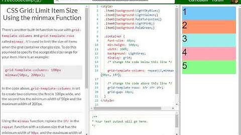 CSS Grid Limit Item Size Using the minmax Function free code camp   Dani