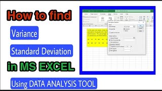 How to find Range, Variance, Standard Deviation of ungrouped data using DATA ANALYSIS Tool MS EXCEL