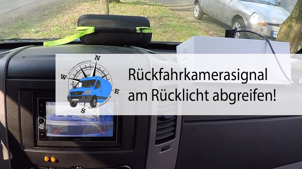 Rückfahrsignal am Rücklicht abgreifen und sehr kleine Rückfahrkamera  anschließen 