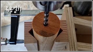 precise axial drilling jig for long wood [woodworking]