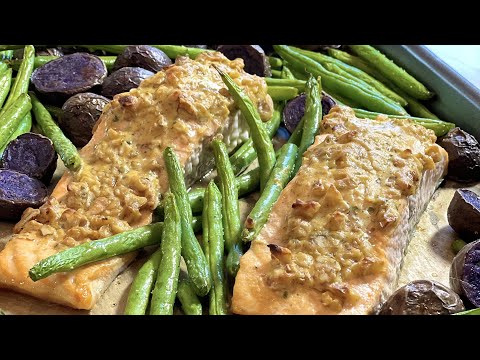How to Make Sheet Pan Salmon With Dijon-Walnut Crust, Potatoes & String Beans | Healthy & Easy Me… | Rachael Ray Show