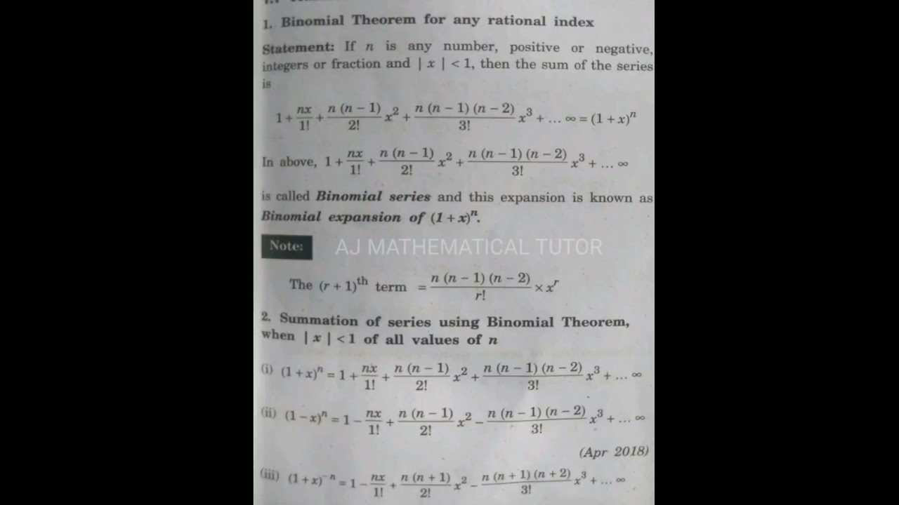 FORMULAS FOR SUMMATION OF SERIES USING BINOMIAL THEOREM 
