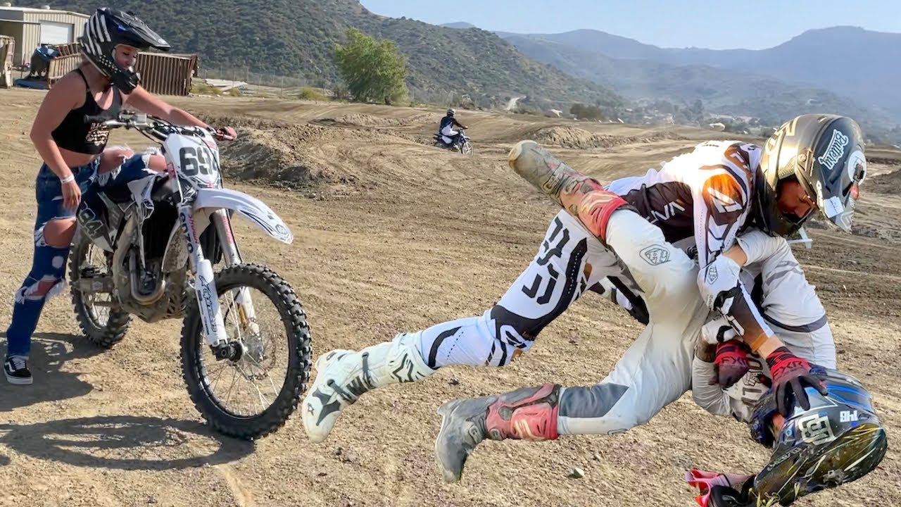Riders Fight At The Dirt Bike Track!
