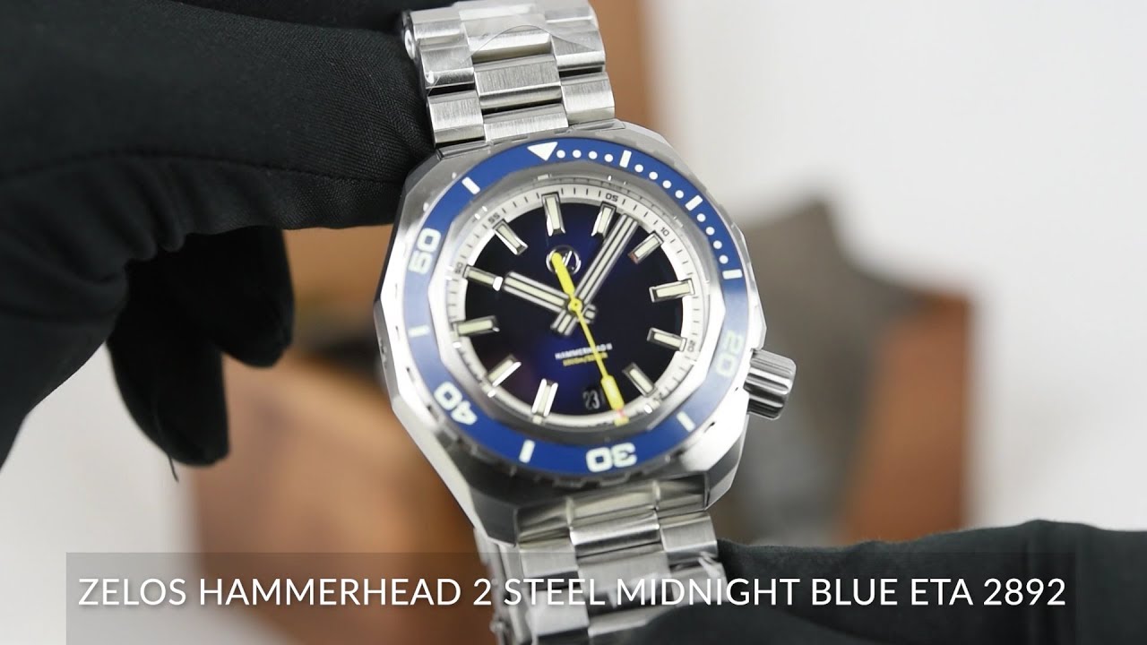Zelos Hammerhead 2 Steel Midnight Blue ETA 2892 - SeriousWatches.com