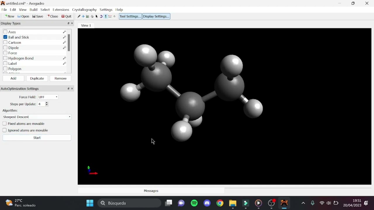 Actividad 9_1. Representación de moléculas. Programa Avogadro. PRIMERO.
