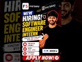 First Salary Hiring Software Engineer Intern 🚀 | Freshers Eligible | 2024-2026 Batch | Apply Now