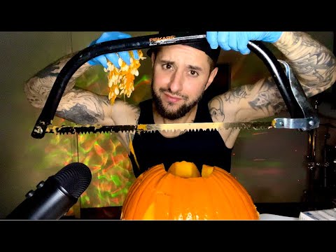 ASMR Carving Pumpkin 🎃 | Whisper Ramble// Tingly and Relaxing!