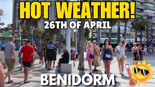 Benidorm - PACKED Levante Beach, Busy Bars & HOT Weather Today! 🥵☀️