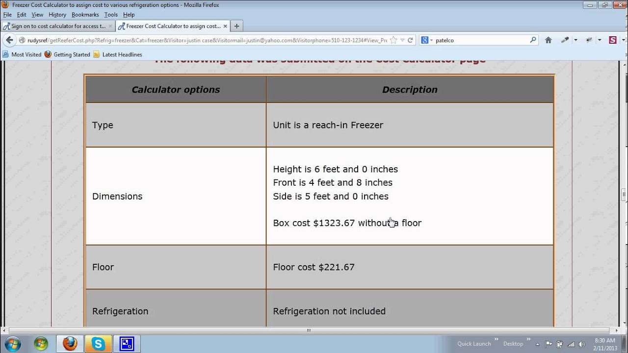 Rudy's Refrigeration Cost Calculator YouTube