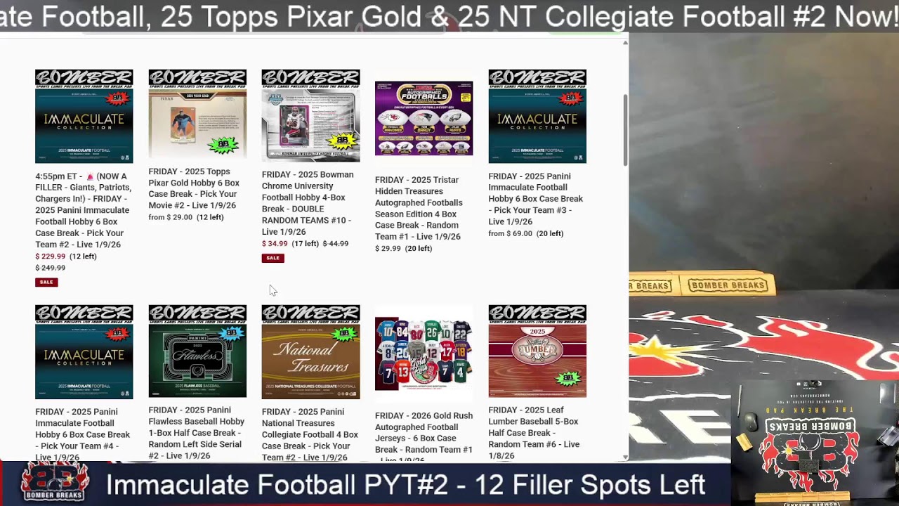 Bomber Sports Cards Live Box & Case Breaks!