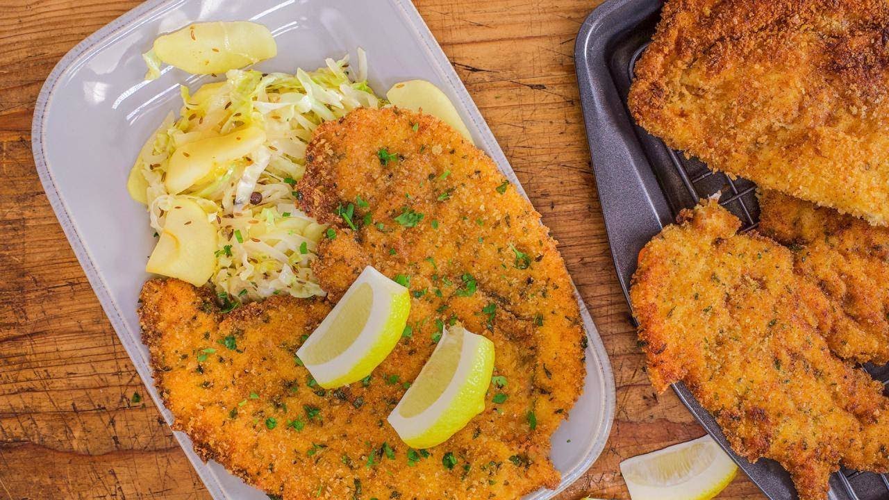 Rachael's Paprika Chicken Schnitzel with Spiced White Cabbage and Apples YouTube