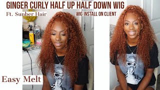 CURLY GINGER HD LACE WIG INSTALL ON CLIENT  FT.SUNBER HAIR