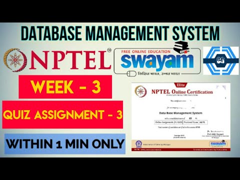 Data base Management System - NPTEL 2023 || WEEK 3 QUIZ ASSIGNMENT SOLUTION ||