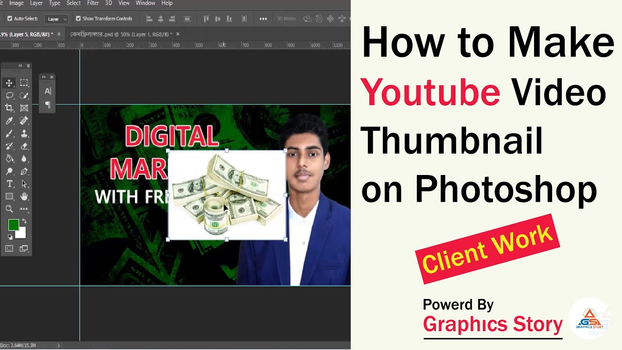 How to make youtube thumbnails in photoshop | Graphics Design bangla tutorial | V3