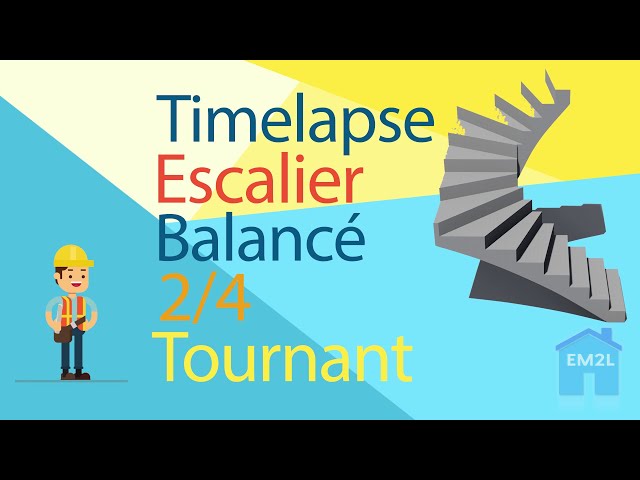 Timelapse Escalier balancé 2/4 tournant en béton armé