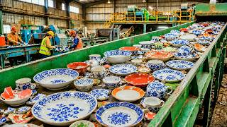 Inside a Giant Broken Ceramics Recycling Factory.  From Shattered Dishes to Luxury Terrazzo Tiles