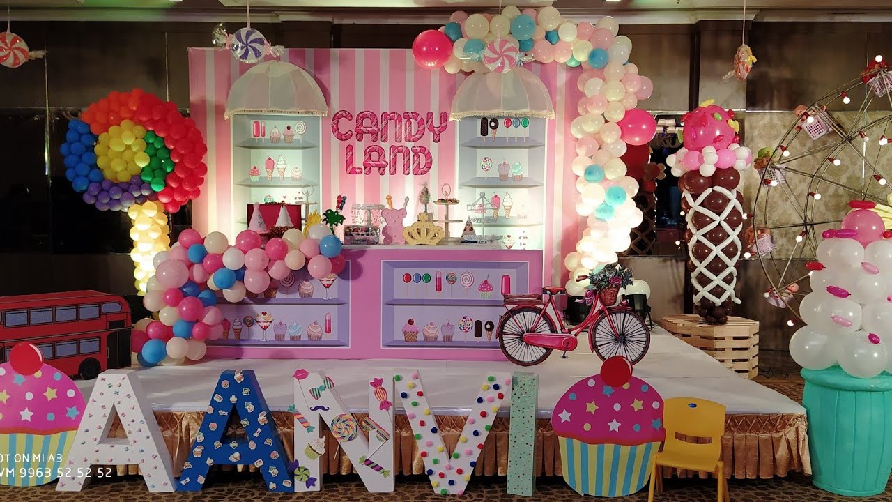 Candy Theme 1st Birthday Party Decoration in Hyderabad YouTube