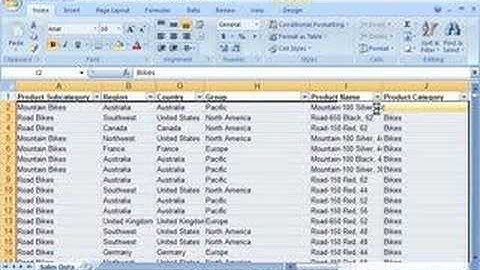 Excel 2007 Demo: Hide or unhide rows and columns