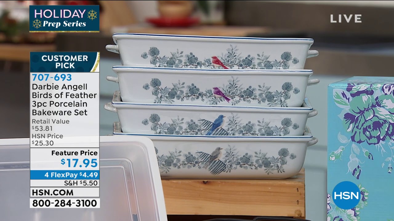 Darbie Angell Birds of a Feather 3piece Porcelain Bakewa... YouTube