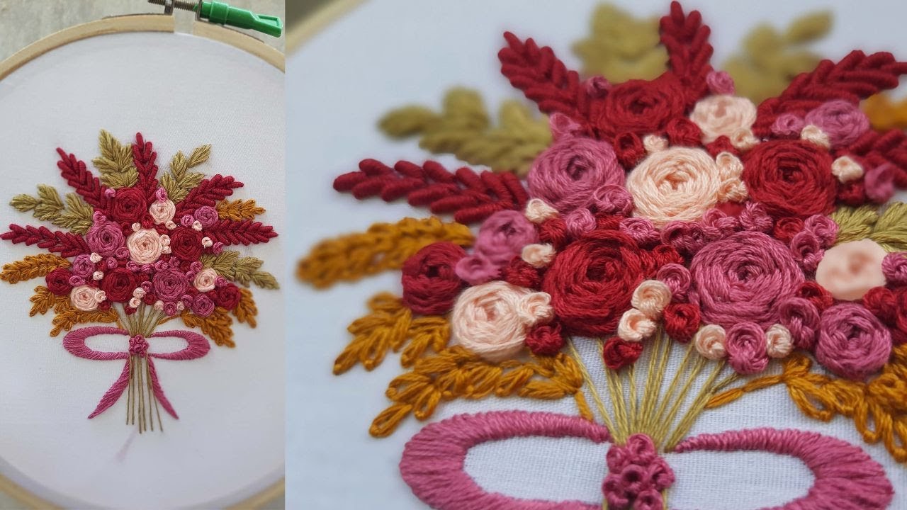 Crafting Serenity: Mastering Floral Bouquet Embroidery Hoop Art 🌸 ...