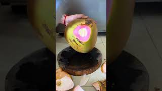 WHAT THE PINK INSIDE COCONUT | FRUIT CUTTING ASMR