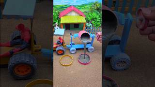 😱 Amazing Mini Tractor Making Cement Pillar | DIY Real Working Construction Machine 🚜 #shorts