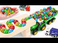 Marble Run ASMR Race ☆ HABA Slope &amp; Dump Truck Excavator Ambulance Forklift Garbage Truck Tractors