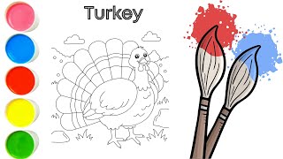 Turkey Drawing and Coloring | Easy Thanksgiving Drawing and Coloring for Kids