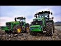 John Deere 8400r + 8430 , Massey Ferguson 7724 -- winter plowing