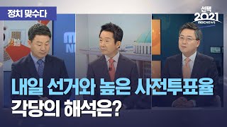 [정치 맞수다] 내일 선거와 높은 사전투표율 각당의 해석은? (2021.04.06/뉴스외전/MBC)