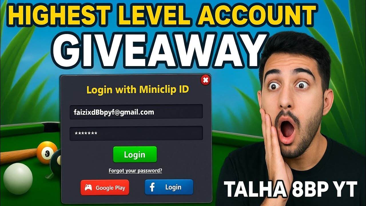 8 BALL POOL - MINICLIP HIGHEST LEVEL ACCOUNT GIVEAWAY 😱FREE FREE FREE😍GO AND LOGIN😱