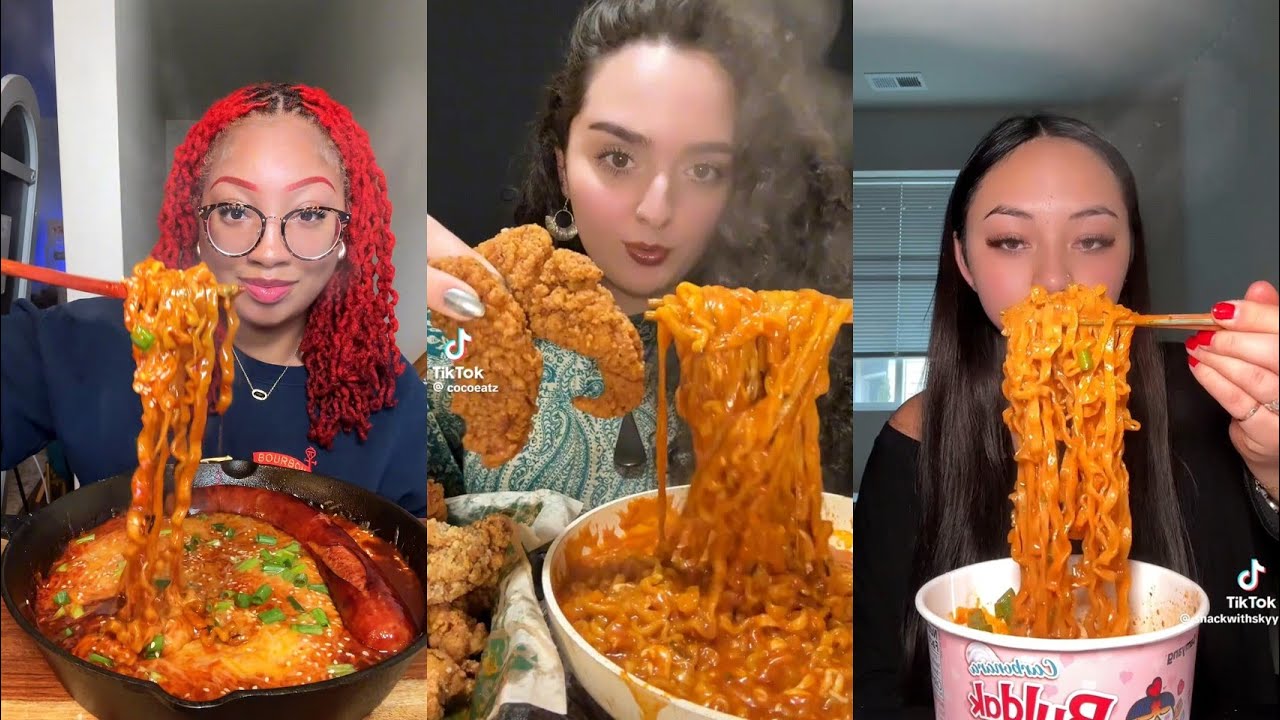 Creamy Buldak Samyang Noodles Mukbang TikTok Compilation 🍜😋🌶️