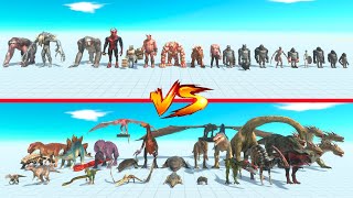 Reptiles + Dinosaurs vs Infernals + Primates  Animal Revolt Battle Simulator