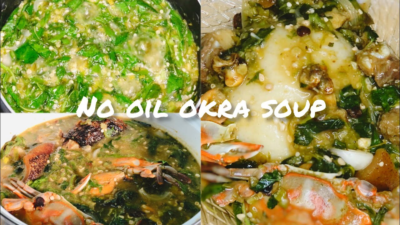 No oil okro soup/how to make oil less okra soup slimy okra soup YouTube