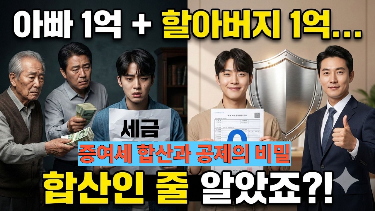 할아버지 1억, 아빠 1억 받았는데 세금 폭탄? '이것' 모르면 쌩돈 날립니다 (증여세 합산과 공제 완벽 정리)