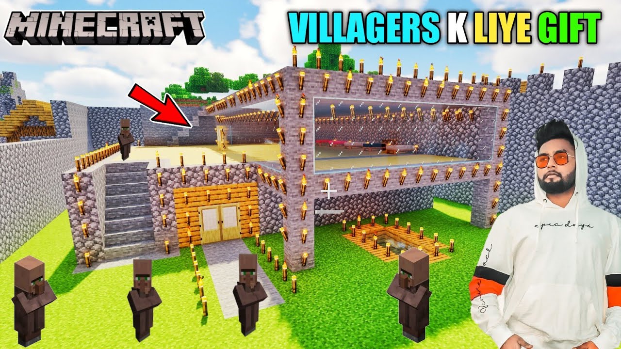 GIFTING A MODERN HOUSE TO VILLAGERS IN MINECRAFT  || BB IS LIVE