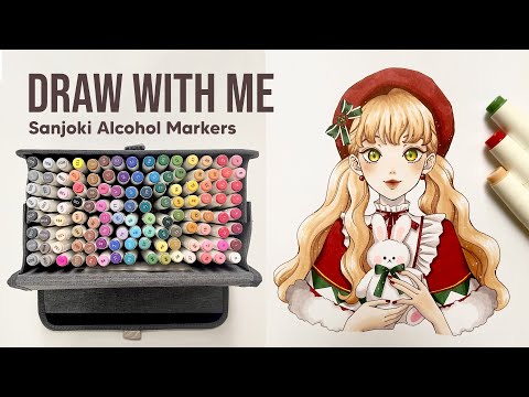 🎄 Draw with me / Marker Art Christmas girl Process / Sanjoki