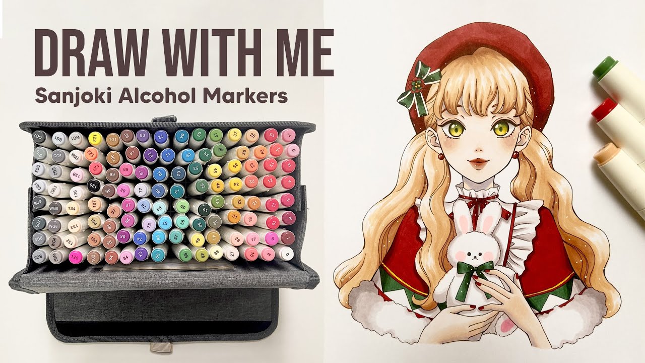 🎄 Draw with me / Marker Art Christmas girl Process / Sanjoki