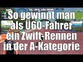 So gewinnt man als Ü60--Fahrer ein Zwift-Rennen in der A-Kategorie