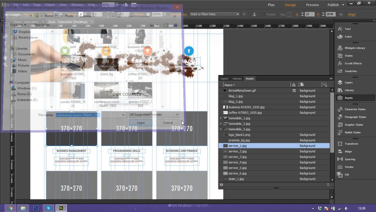 How To Add images with Relink Assets in Adobe Muse CC - YouTube
