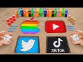 Logo apple youtube twitter et tiktok dans le trou avec orbeez sodas populaires et mentos