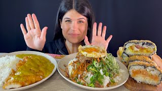 CHICKEN KATSU CURRY, SUSHI SANDOS & DUCK DONBURI | MUKBANG | ASMR | EATING SOUNDS