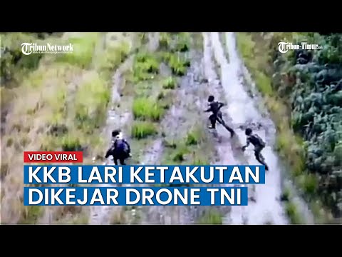VIDEO Detik-detik KKB Lari Ketakutan Dikejar Drone Milik TNI