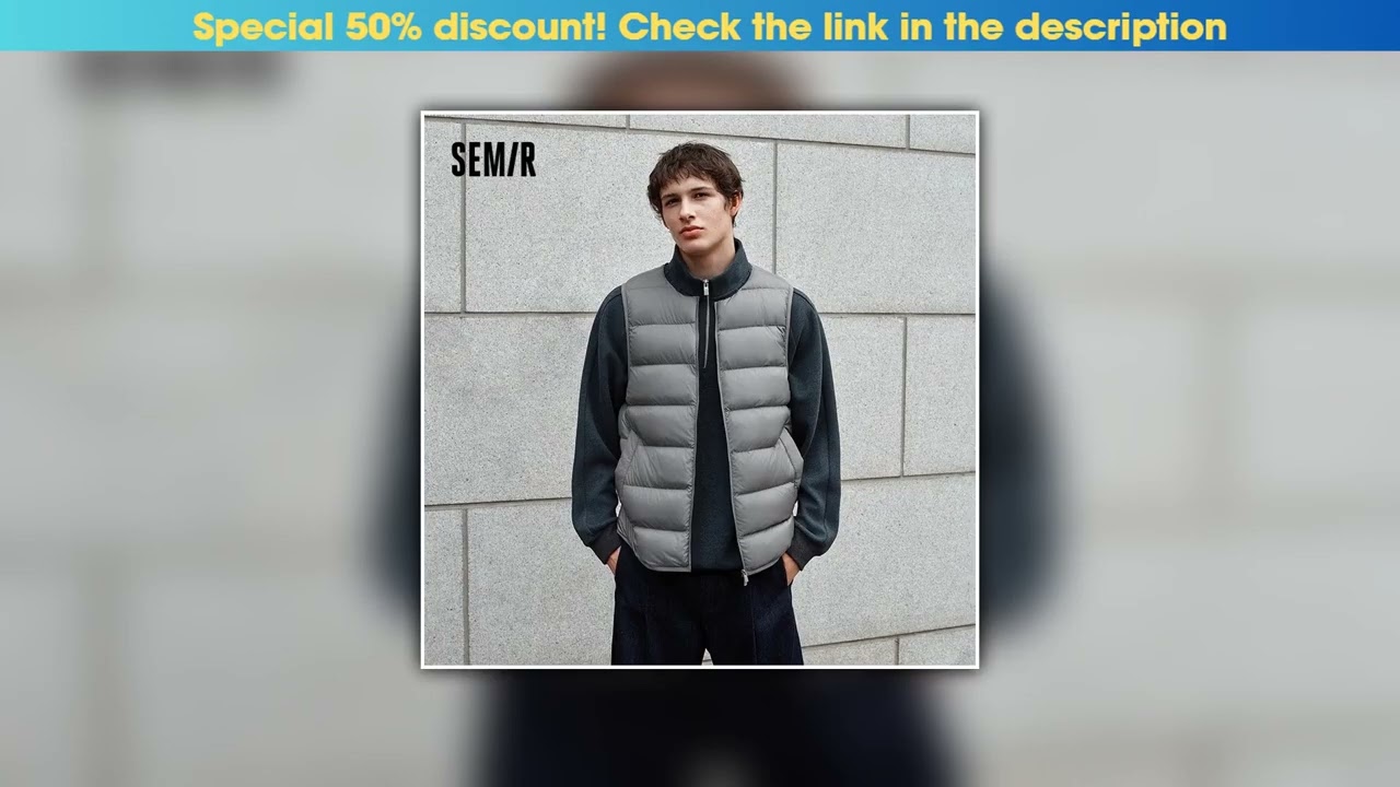 Slide Semir Down Vest Men Winter 90% Down Fill Lightweight Three-Resistant 2025 New Basic Versatile