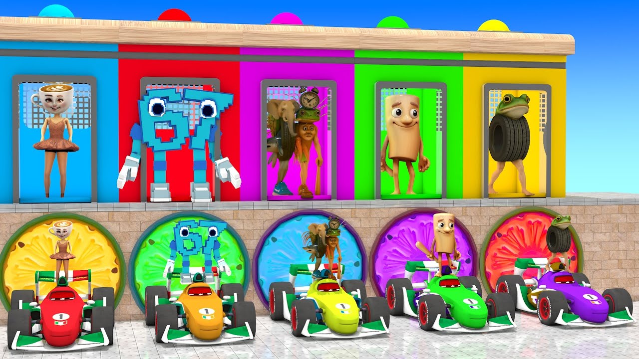 Long Slide Game with Cow Elephant Gorilla Hippopotamus Tiger 3d Animal Game Funny 3d Animals