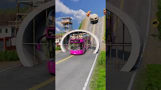 😱 Colourful Long City Buses vs Drain Pipe - BeamNG.Drive @BeamNgEpicShorts